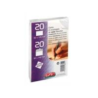 Paquet de 20 cartes 82x128 200g + 20 enveloppes bristol blanches 90x140 100 g - GPV