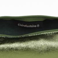 Trousse cuir Ronde Ø 5,5x22cm Vert