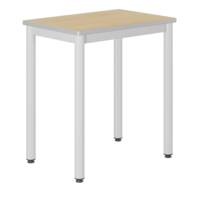 Table CARÉLIE plateau ép.21 mm stratifié chant polyuréthane piètement époxy - 70x50 cm - T6 - Hêtre miel/gris alu RAL 9006 - Mobidecor