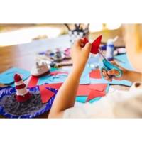 Ciseaux enfants "Bleu turquoise à fleurs" 12 cm coloris bleu turquoise