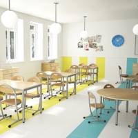 Table CARÉLIE plateau ép.19 mm mélaminé chant ABS piètement époxy - D120 cm - T3 - Hêtre miel/gris alu RAL 9006 - Mobidecor