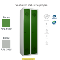 Vestiaire Industrie Propre 2 Cases | Rangement Sécurisé & Normes NF