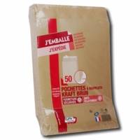Paquet de 50 sacs à soufflets kraft brun 26 280x375 120 g/m² bande de protection
