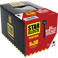 Vis penture STARBLOCK tête large acier zingué noir 6 x 30 mm - Gedimat