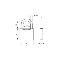 Cadenas TYPE 1 45mm anse acier cémenté nickelé 2 clés - Gedimat - THIRARD