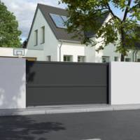 Portail coulissant LACAUNE alu gris anthracite structuré - Gedimat - GARDEN GATE