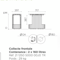 Corbeille enfant 2X 60 Litres Easy bi-flux collecte frontale