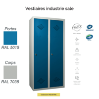 Vestiaire industrie sale 2 cases - Séparation vêtements propres/sales