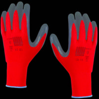 Gant tricoté polyester tous travaux rouge latex noir - Gedimat