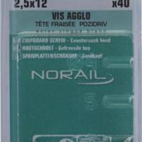 Vis agglo tête fraisée Pozidriv en acier zingué blanc 2,5 x 12 mm - Gedimat - NORAIL