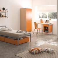 Lit MÉTIS époxy sommier treillis H36 cm - 90x200 cm - Gris alu RAL 9006 - MOBIDECOR