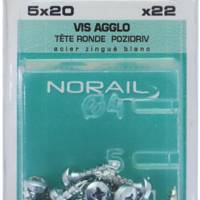Vis agglo tête ronde Pozidriv en acier zingué blanc 5 x 20 mm - Gedimat - NORAIL