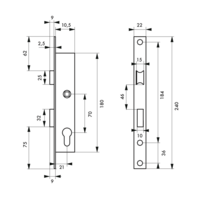 Boitier serrure à encastrer avec cylindre panneton réduit axe 10,5mm entraxe 70mm - Gedimat - THIRARD