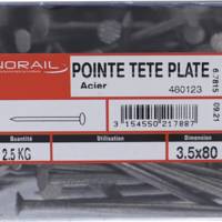 Pointe tête plate acier 3,5 x 80 mm - Gedimat - NORAIL