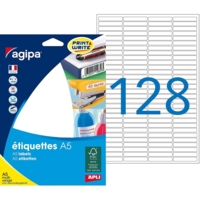 Etui de 16 feuilles A5 de 2048 étiquettes multi-usage Permanentes 6x33,5 mm Blanc - Apli-Agipa