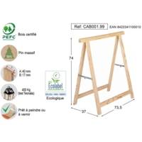 Tréteau standard en pin massif durable - 74x73.5x38cm - Gedimat - SOTRINBOIS
