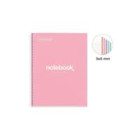 Cahier - A4 (21x29,7cm) - Petits carreaux - 120 pages - carton rose - à spirale