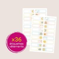 Sachet de 36 étiquettes vêtements motifs ciel - 45 x 13 mm