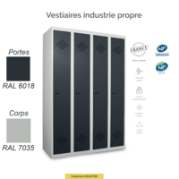 Vestiaire Industrie Propre 4 Cases | Sécurisé & Conforme aux Normes NF