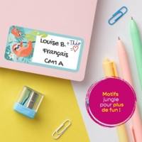 Étiquettes Scolaires Jungle 15 Pièces - Paresseux, Toucan, Koala - 76 x 34 mm