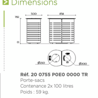 Corbeille urbaine Contemporaine Evolution 2x100 L porte sac bi-flux