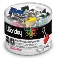 Boite de 40 pinces double-clip 19 mm couleurs assorties - WONDAY