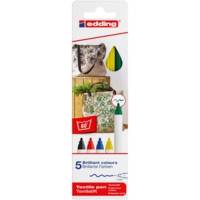 Feutre pour textiles 4600 Etui de 5 'basic' couleurs 1 mm - EDDING