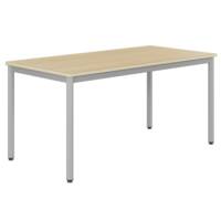 Table CARÉLIE plateau ép.24 mm stratifié chant bois piètement époxy - 160x80 cm - T6 - Hêtre miel/gris alu RAL 9006 - Mobidecor