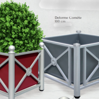 Jardinière Delorme boule 100x100 cm- Jardinière bi-colore, ossature coloris variable, bac Aspect alu