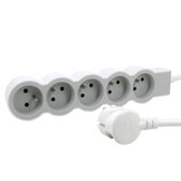 Rallonge multiprise extra plate 6 prises blanc/gris 1,5m - Gedimat - LEGRAND