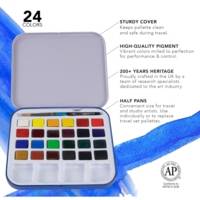 Aquafine - Set de voyage peinture aquarelle - 24 demi-godets, 1 pinceau et 1 palette - DALER ROWNEY