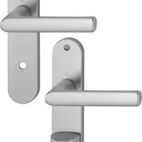 Ensemble de poignées sur plaque courte HAMBURG alu aspect inox clé L 38 - Gedimat - HOPPE