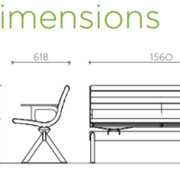 Banc d'extérieur 3 places Tango bois pieds couleur