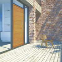 Porte d'entrée chêne GAVARNIE chêne naturel avec lames horizontales - 215 x 90 cm - Gedimat - PHILIBERT