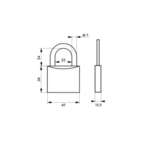 Cadenas TYPE 1 45mm anse acier cémenté nickelé 2 clés - Gedimat - THIRARD