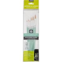 Pochette 6 pinceaux manche court rond - poly d - 100% wood fsc